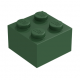 LEGO kocka 2x2, sötétzöld (3003)